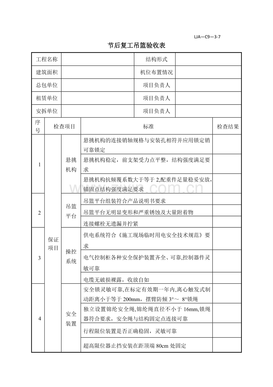 节后复工吊篮验收表.doc_第1页