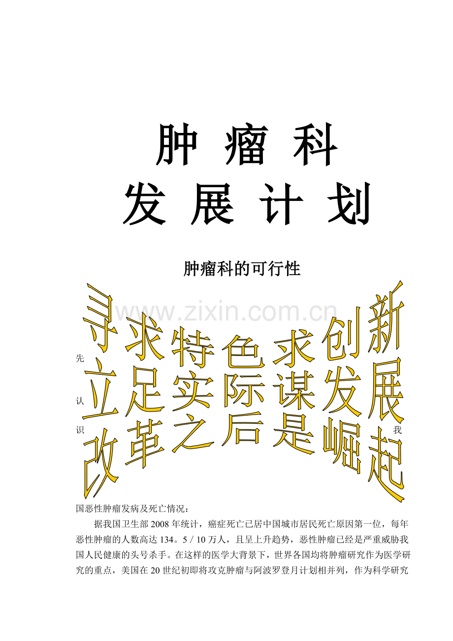 肿瘤科发展计划.doc_第1页