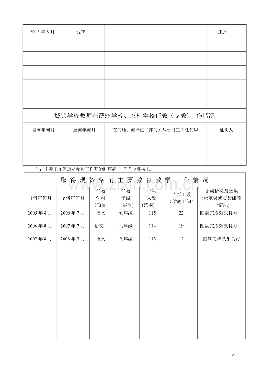 广东省教师专业技术资格申报表.doc_第3页