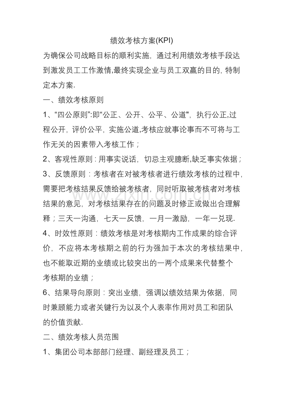 某公司绩效考核方案-(KPI).doc_第1页