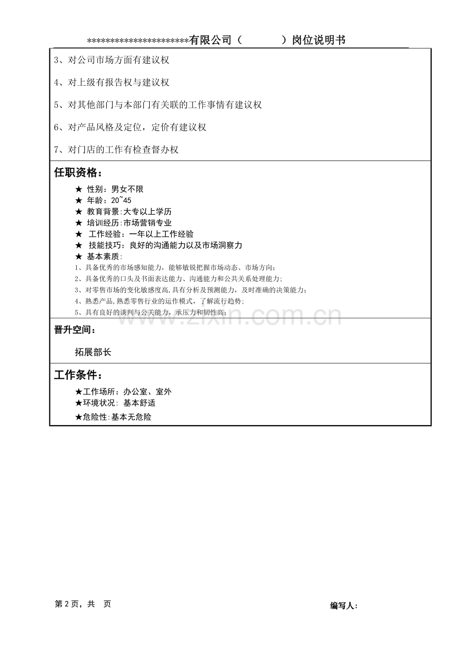 岗位说明书-拓展专员.doc_第2页