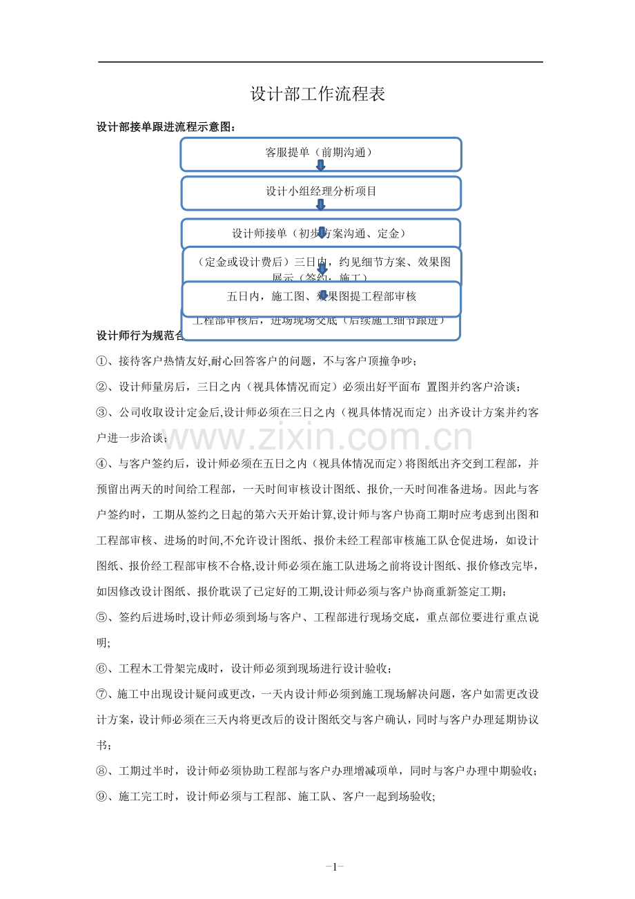 装修公司设计部工作流程(简版).doc_第1页