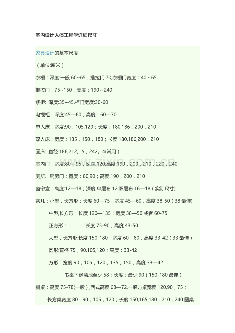 室内设计人体工程学详细尺寸.doc_第1页