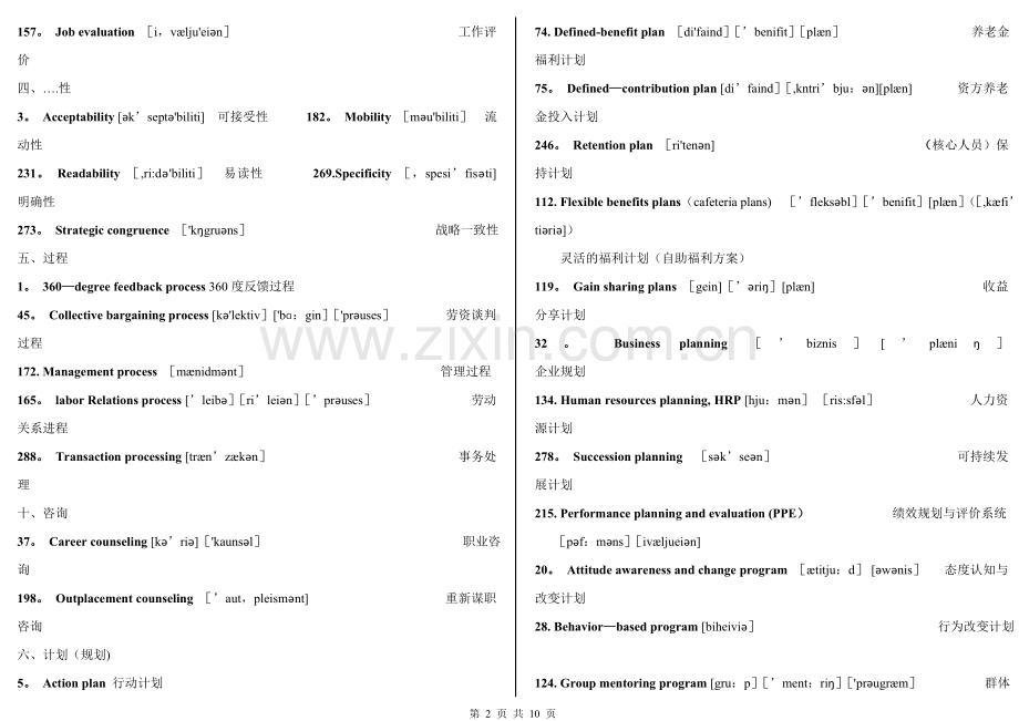 人力资源管理师二级专业英语(已分类方便记忆且有音标).doc_第2页