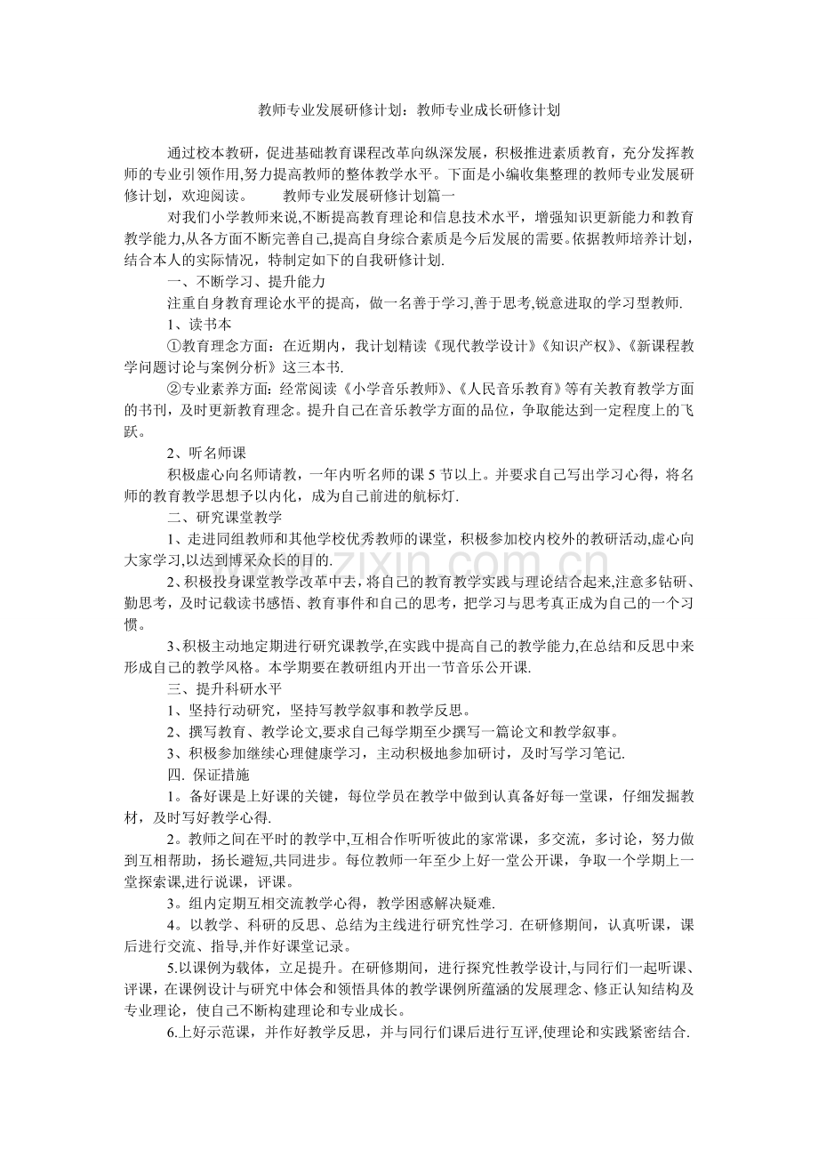 教师专业发展研修计划-教师专业成长研修计划.doc_第1页