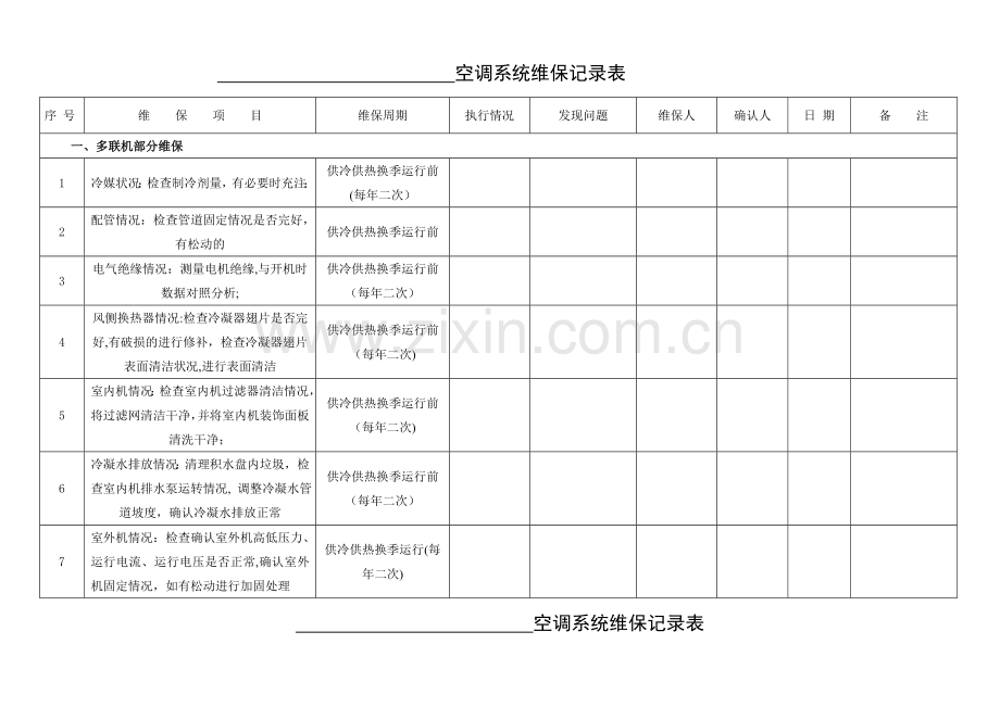 空调系统维保记录表.doc_第1页