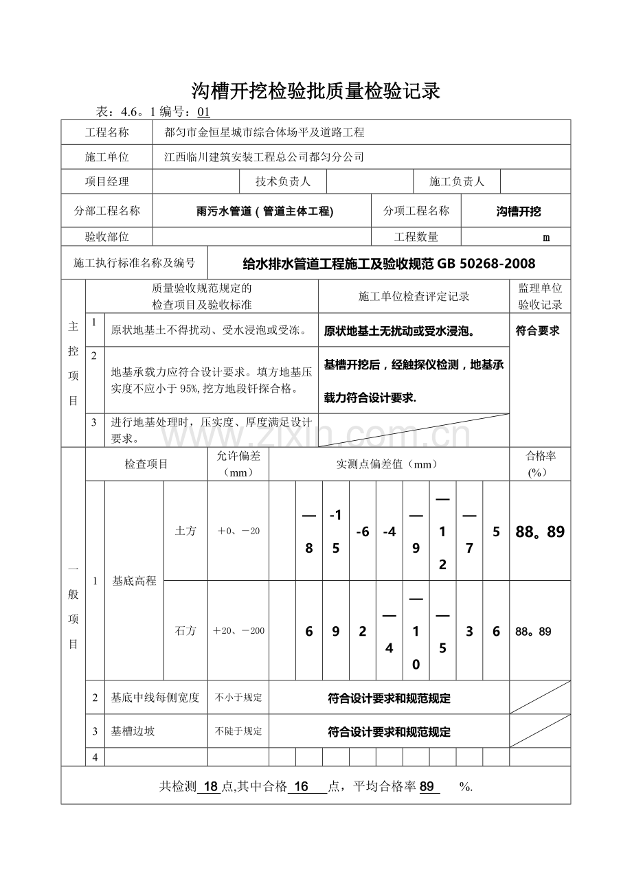 排水工程检验批记录表.doc_第1页