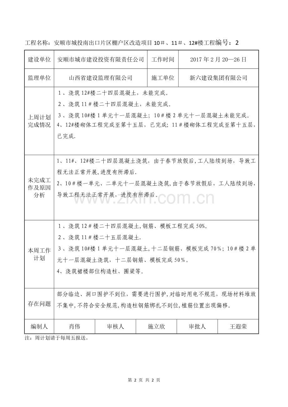 工程施工周报表.doc_第2页