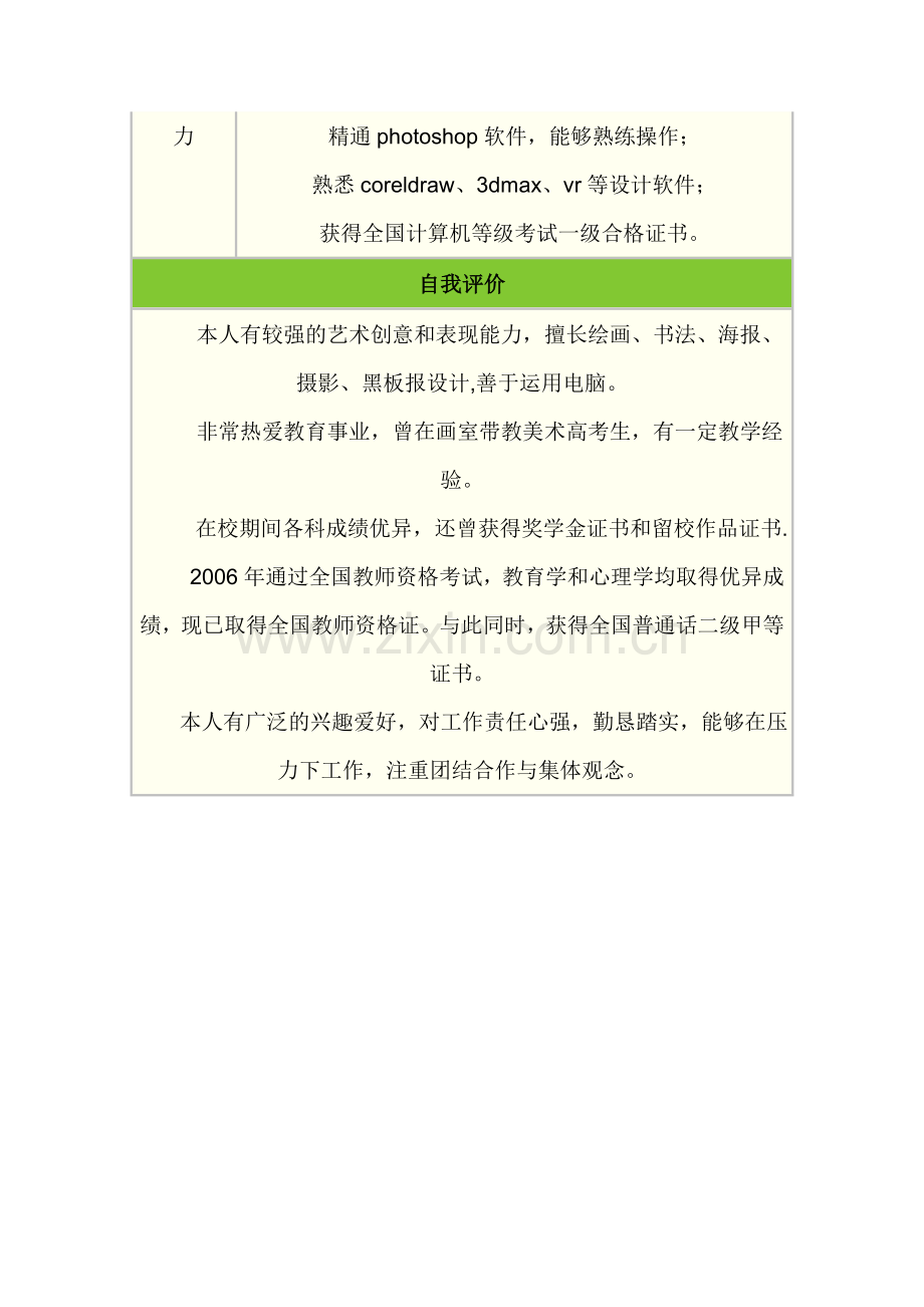 教师应聘简历表格.doc_第3页