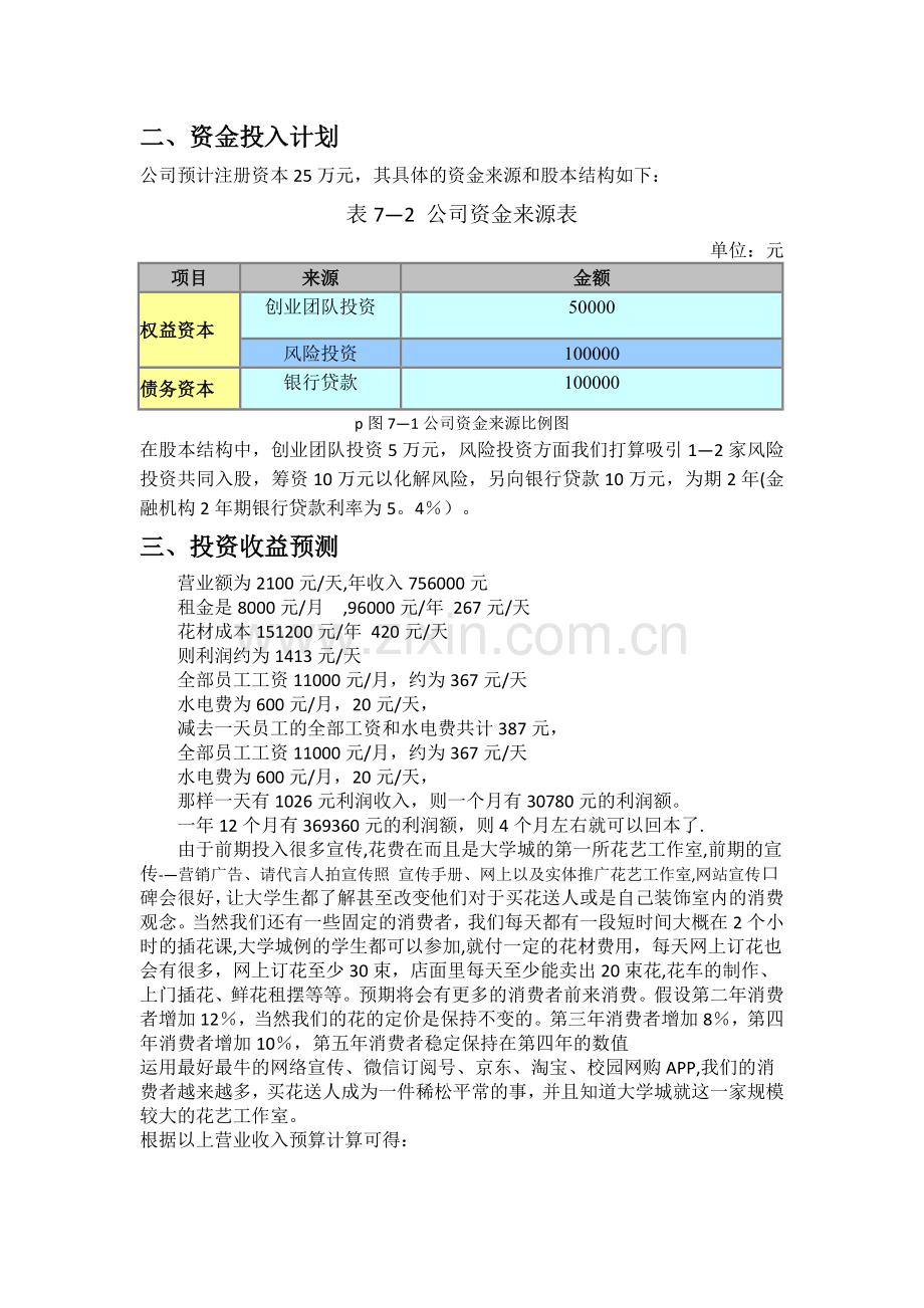 开一家花店的-商业计划书之财务分析部分.doc_第2页