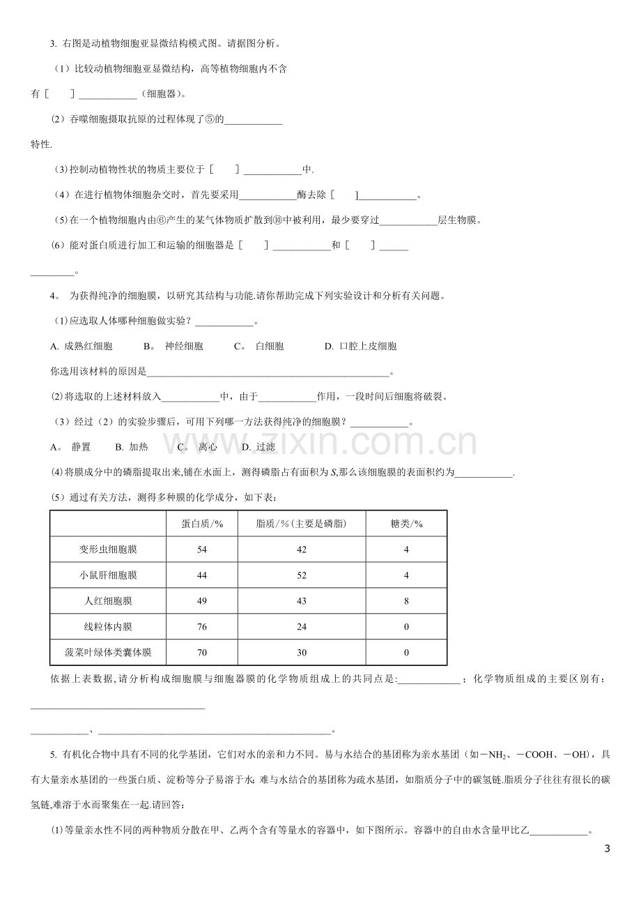 细胞的基本结构测试题及答案.doc_第3页