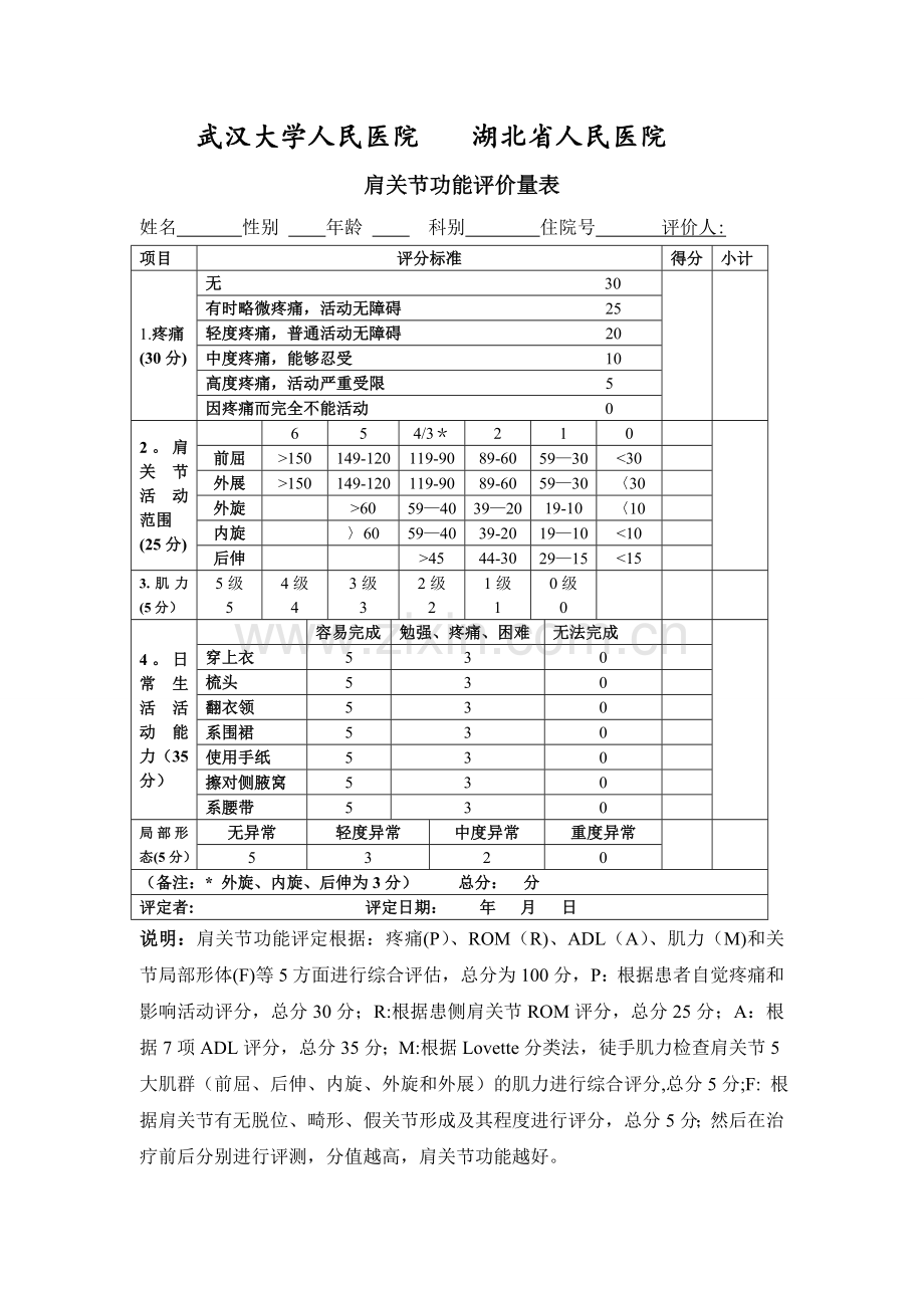 肩关节功能评定量表.doc_第1页