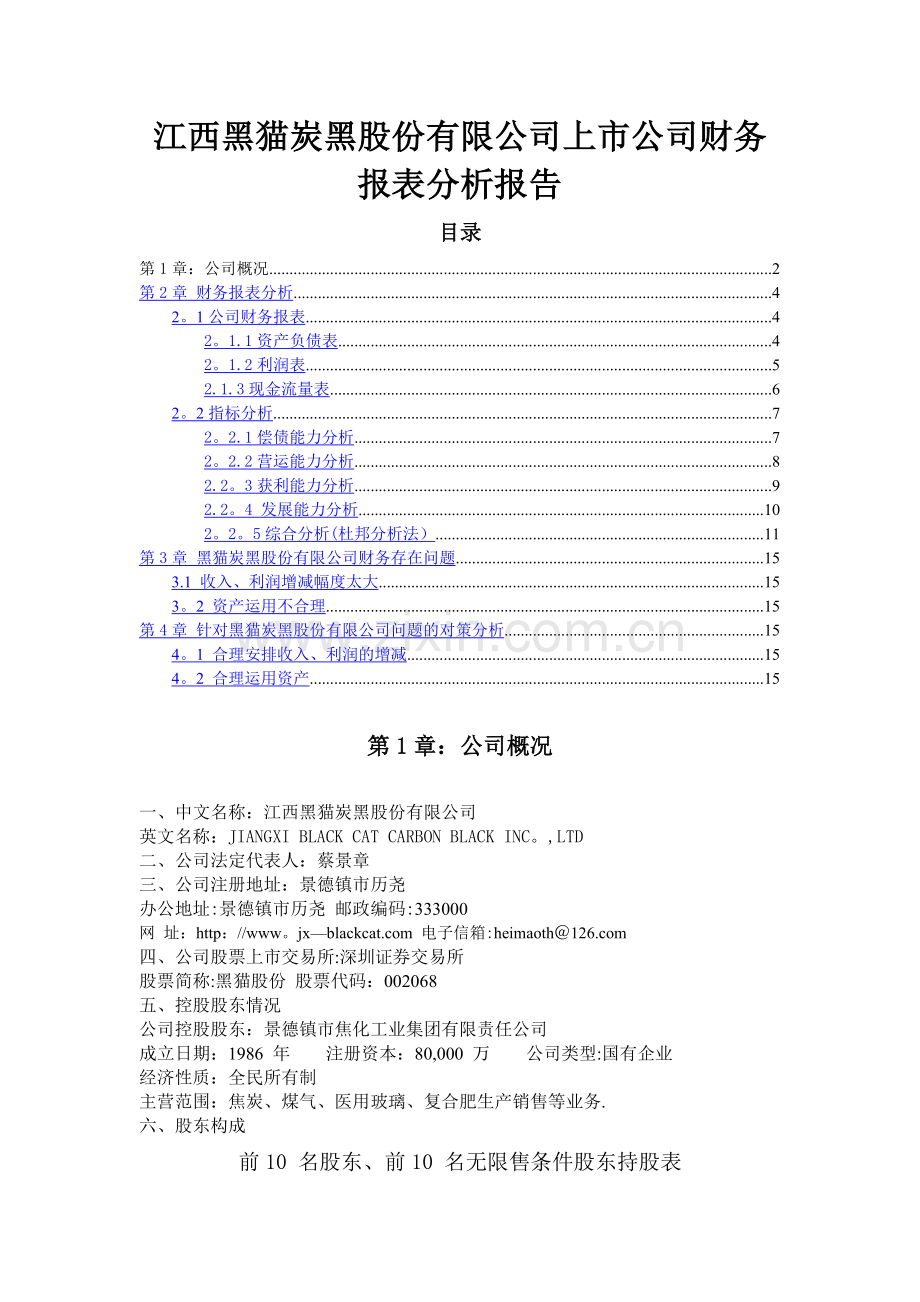 上市公司财务报表分析报告剖析.doc_第1页