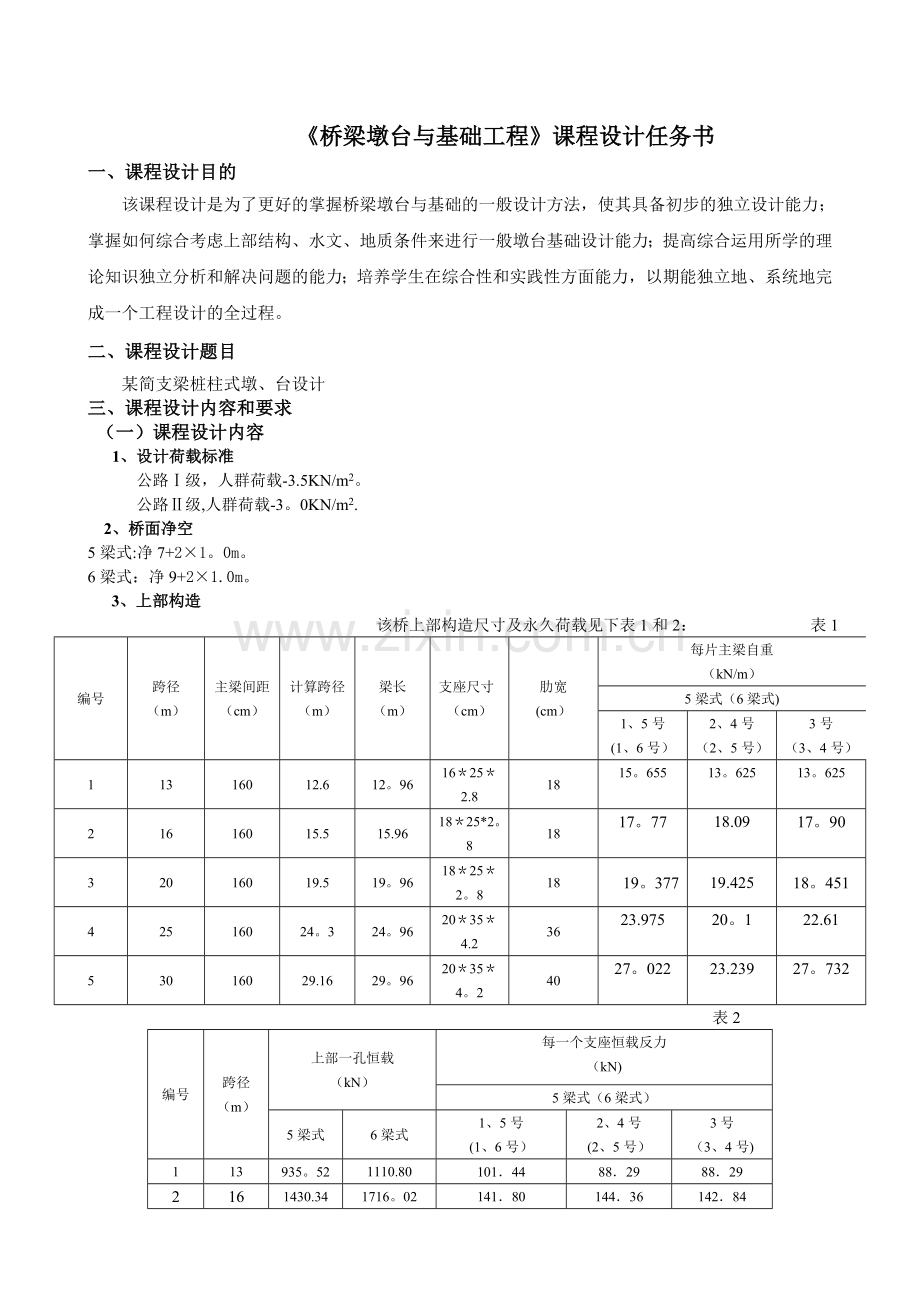 桥梁墩台基础工程课程设计.doc_第1页