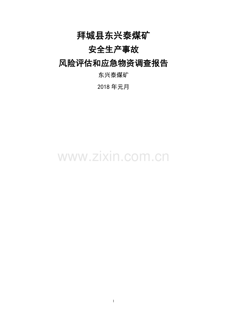 煤矿安全生产事故风险辨识评估和应急资源调查报告.doc_第1页