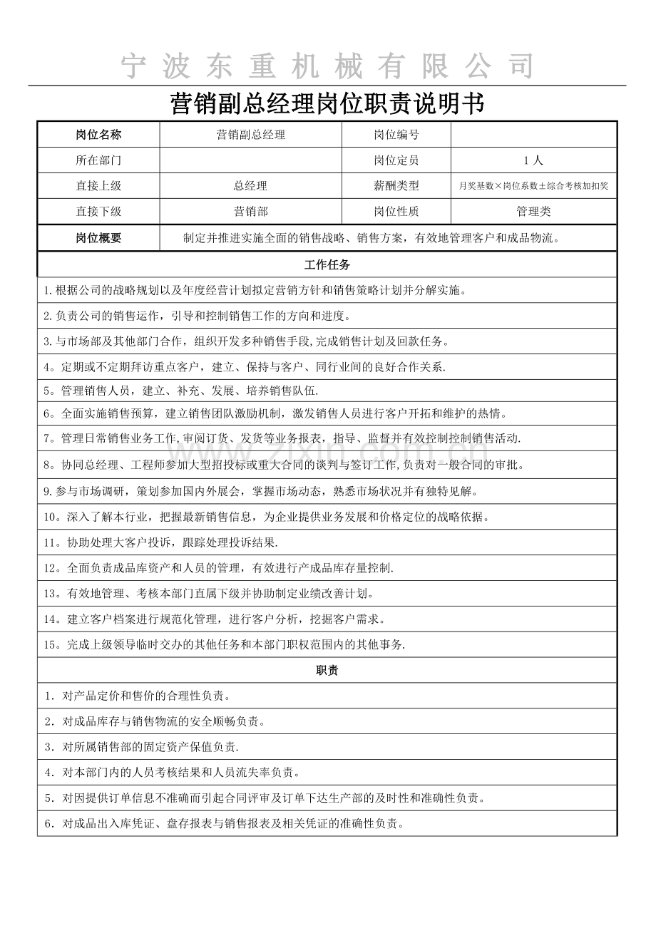 营销副总岗位说明书-(2).doc_第1页