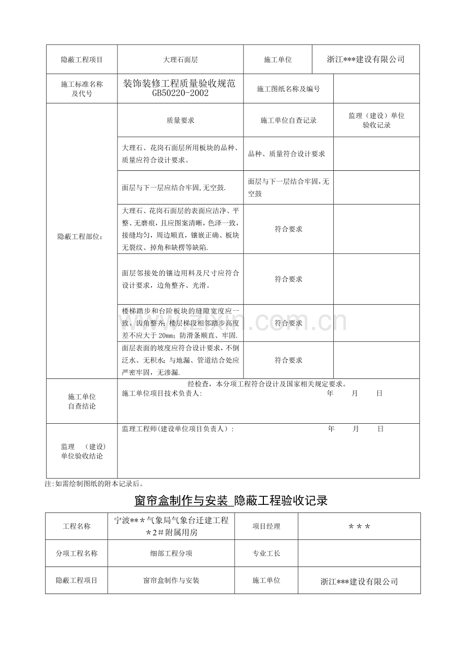 装饰装修隐蔽工程验收记录表(全套规范范例).doc_第3页