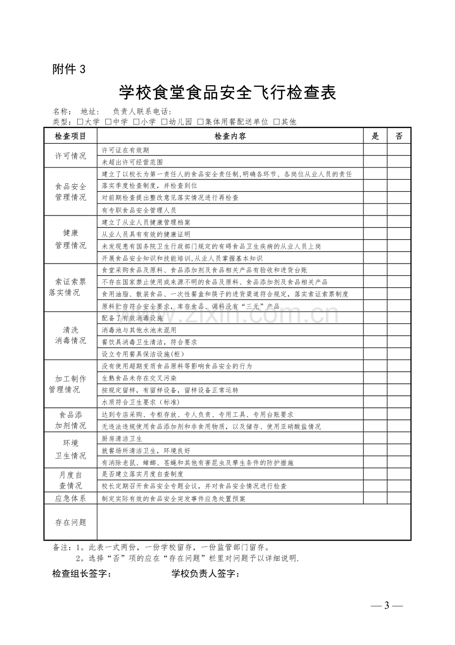 小学食堂食品安全月度自查表.doc_第3页