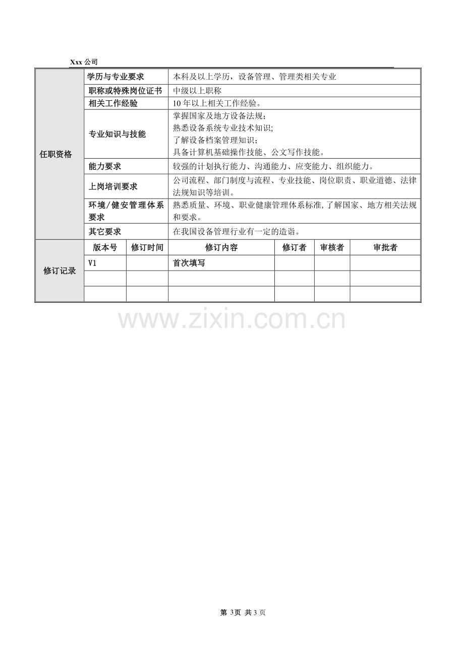 设备总监岗位说明书-(2).doc_第3页