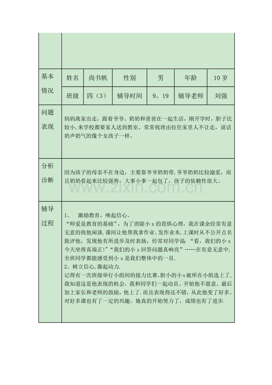 小学生心理健康咨询个案辅导记录表94369.doc_第2页