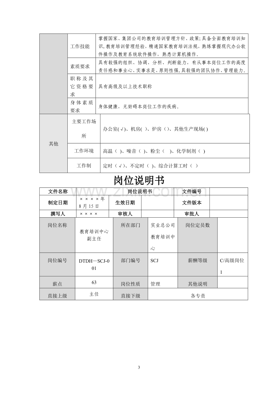 教育培训中心岗位说明书.doc_第3页