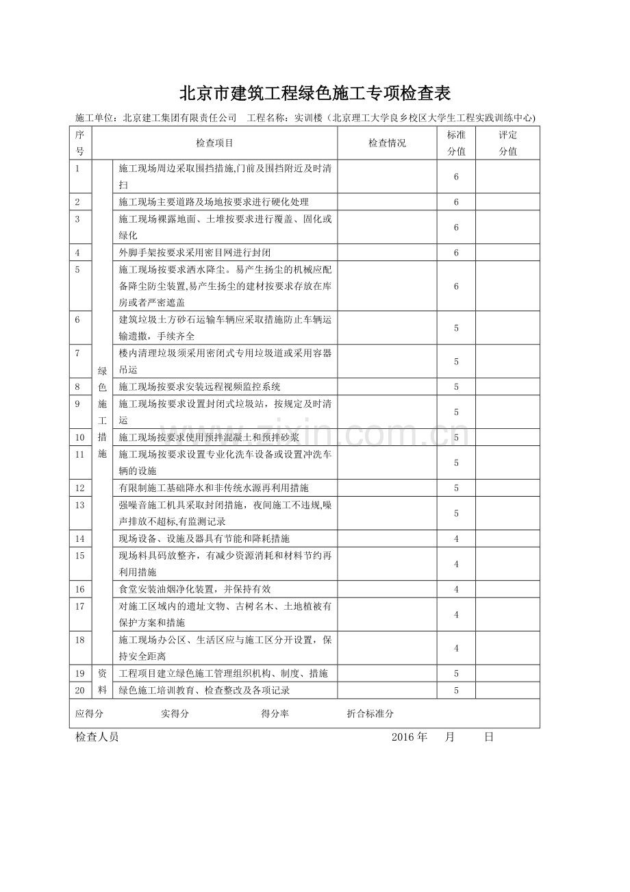 绿色施工专项检查表.doc_第1页