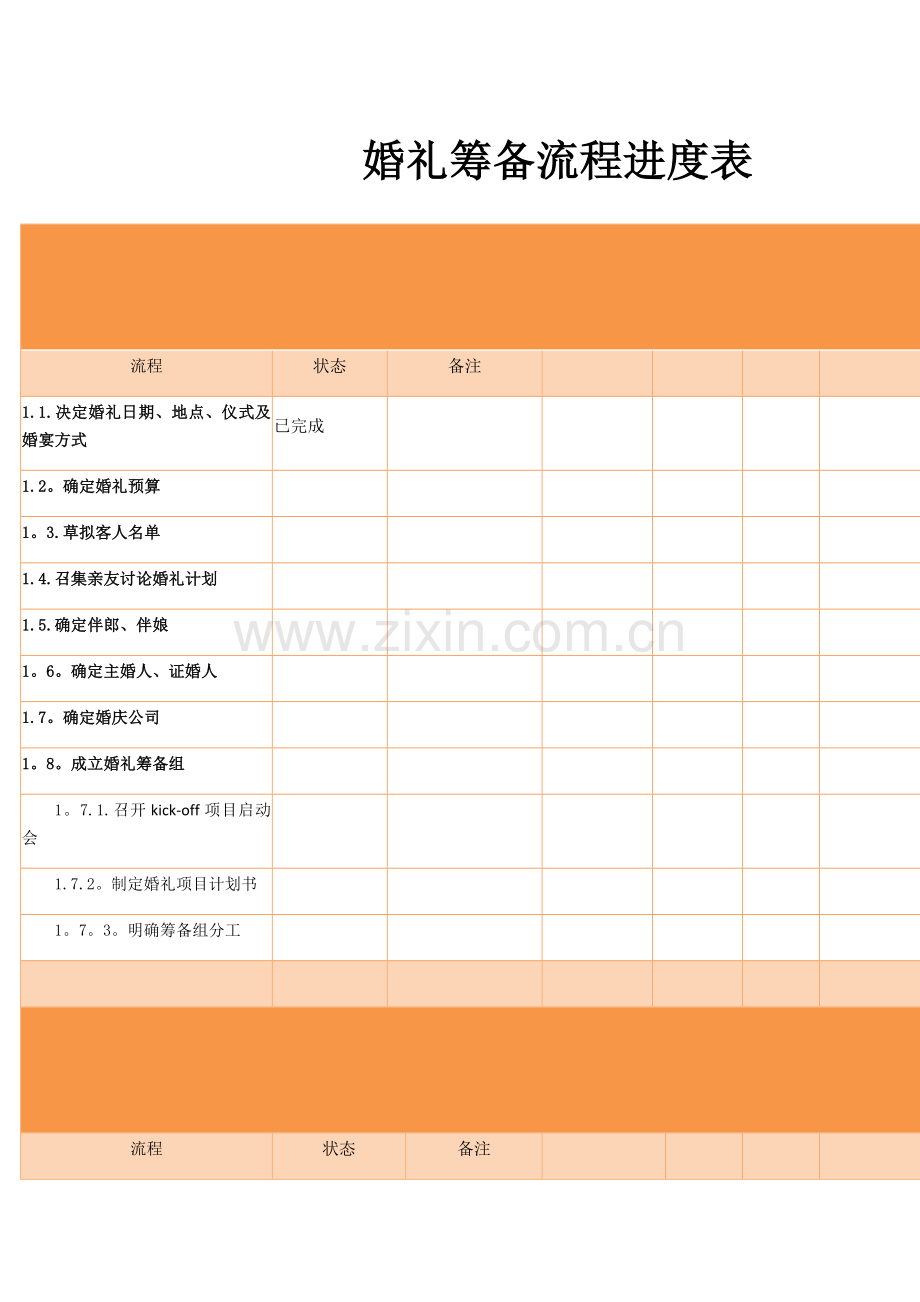 婚礼筹备流程进度表.doc_第1页