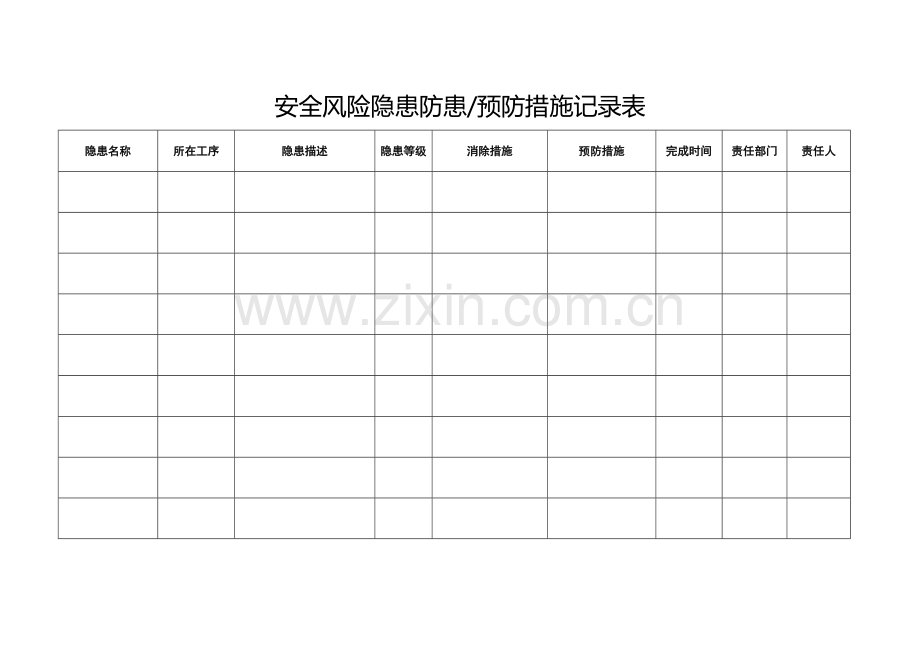 安全风险隐患防患预防措施记录表.doc_第1页