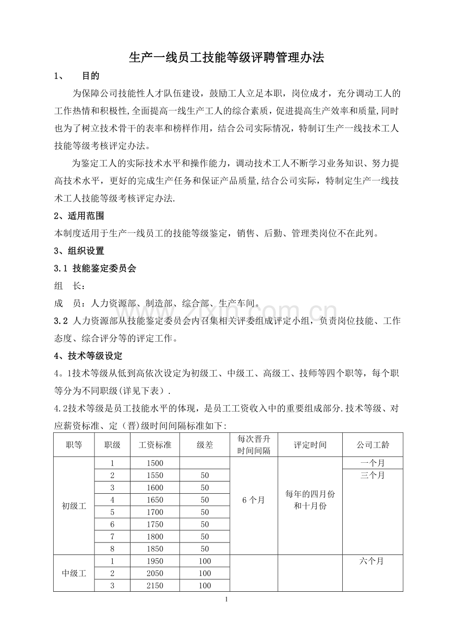 生产工人技能等级评聘管理办法.doc_第1页