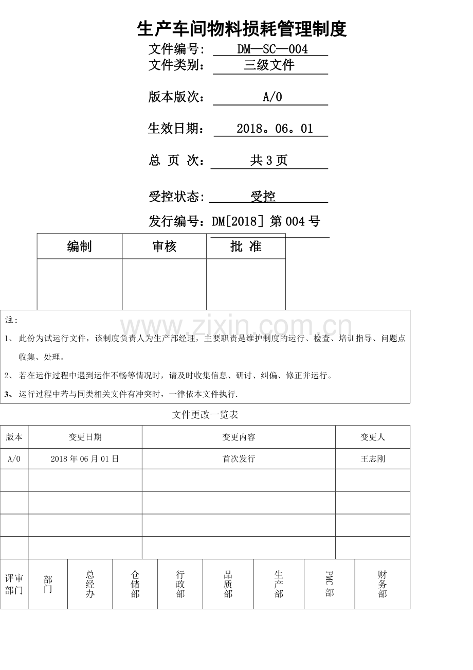 生产车间物料损耗管理制度.doc_第1页