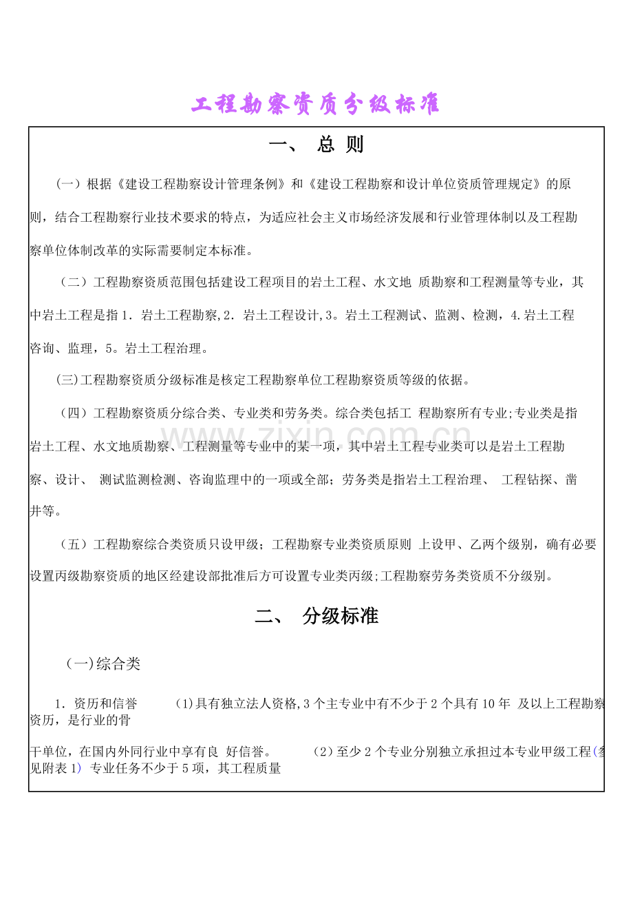 工程勘察资质分级标准.doc_第1页