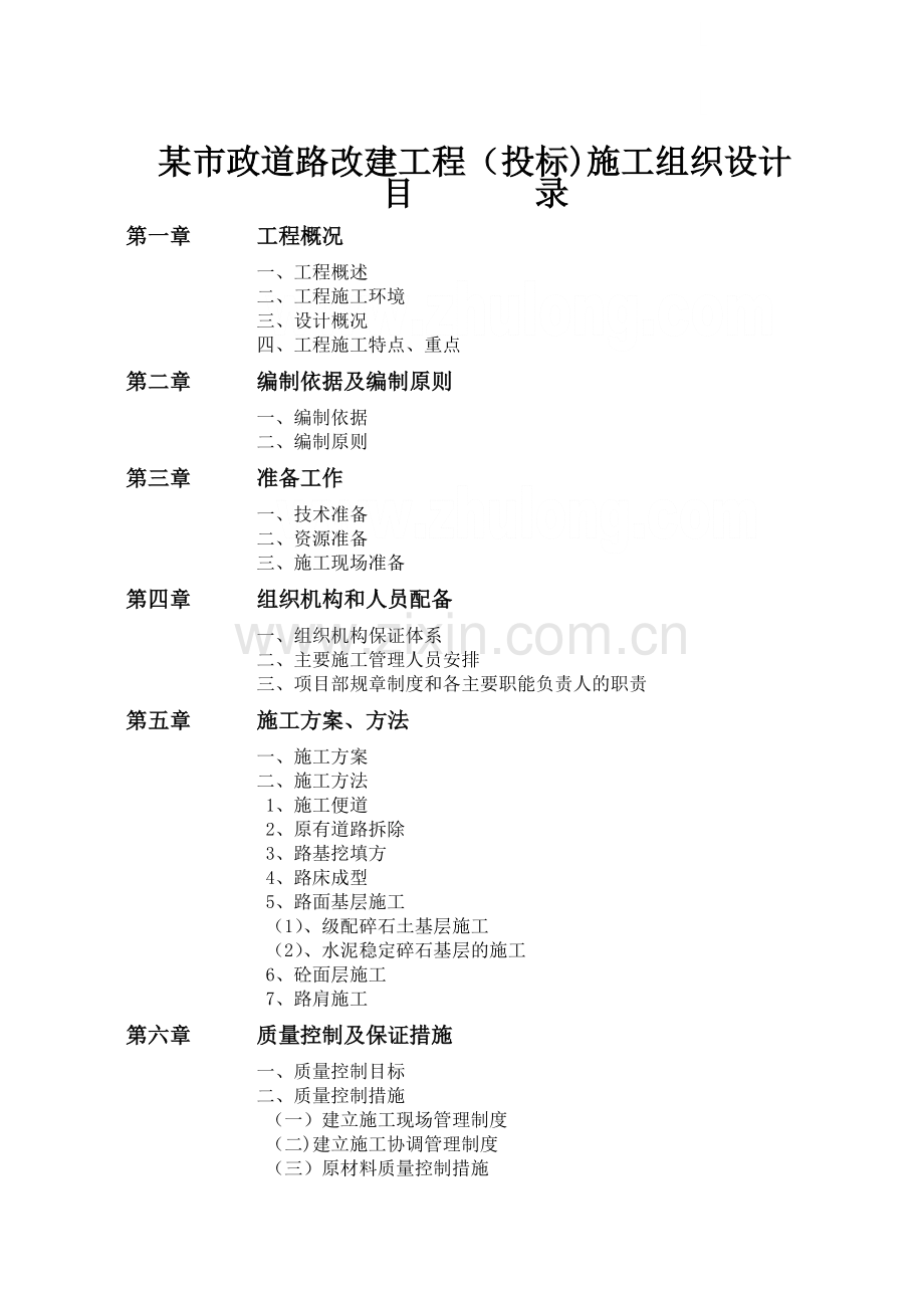 市政道路改建工程(投标)施工组织设计.doc_第1页