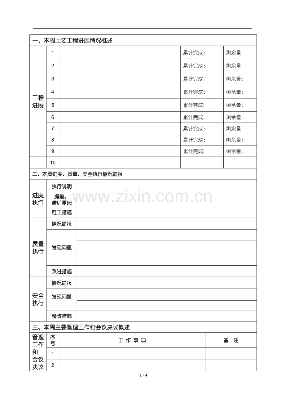 工程周报表模板.doc_第2页