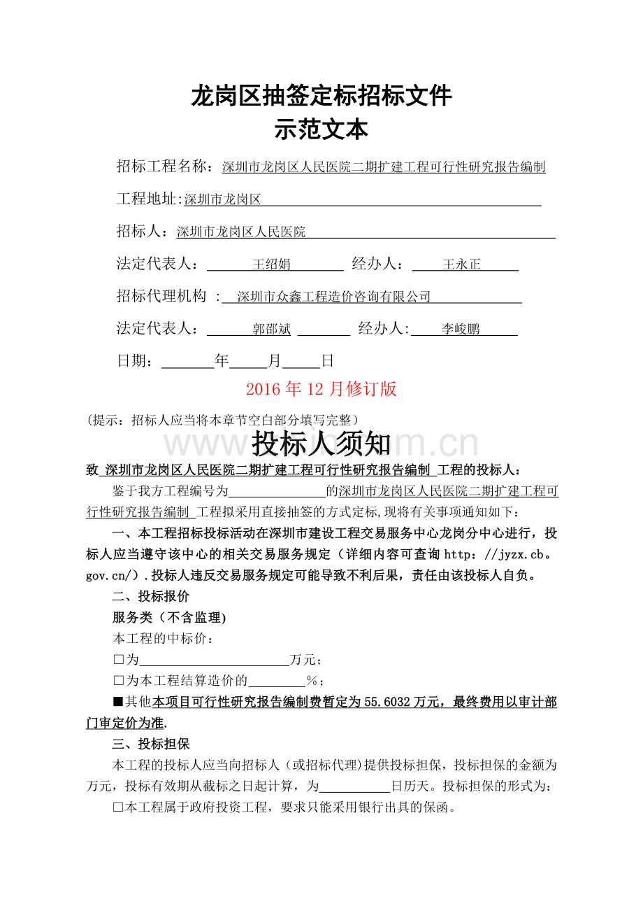 人民医院可行性研究报告编制(招标文件).doc_第1页