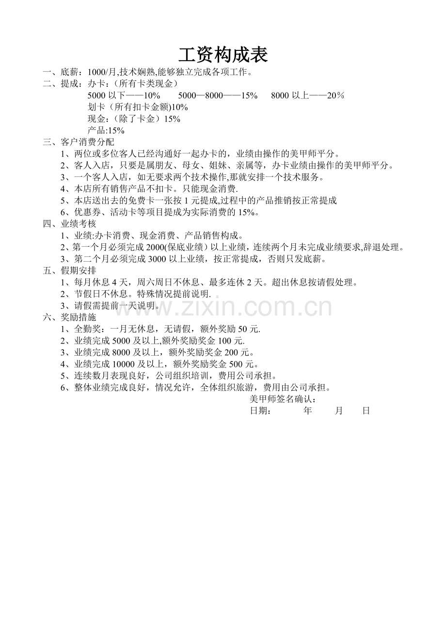 美甲师工资构成表.doc_第1页