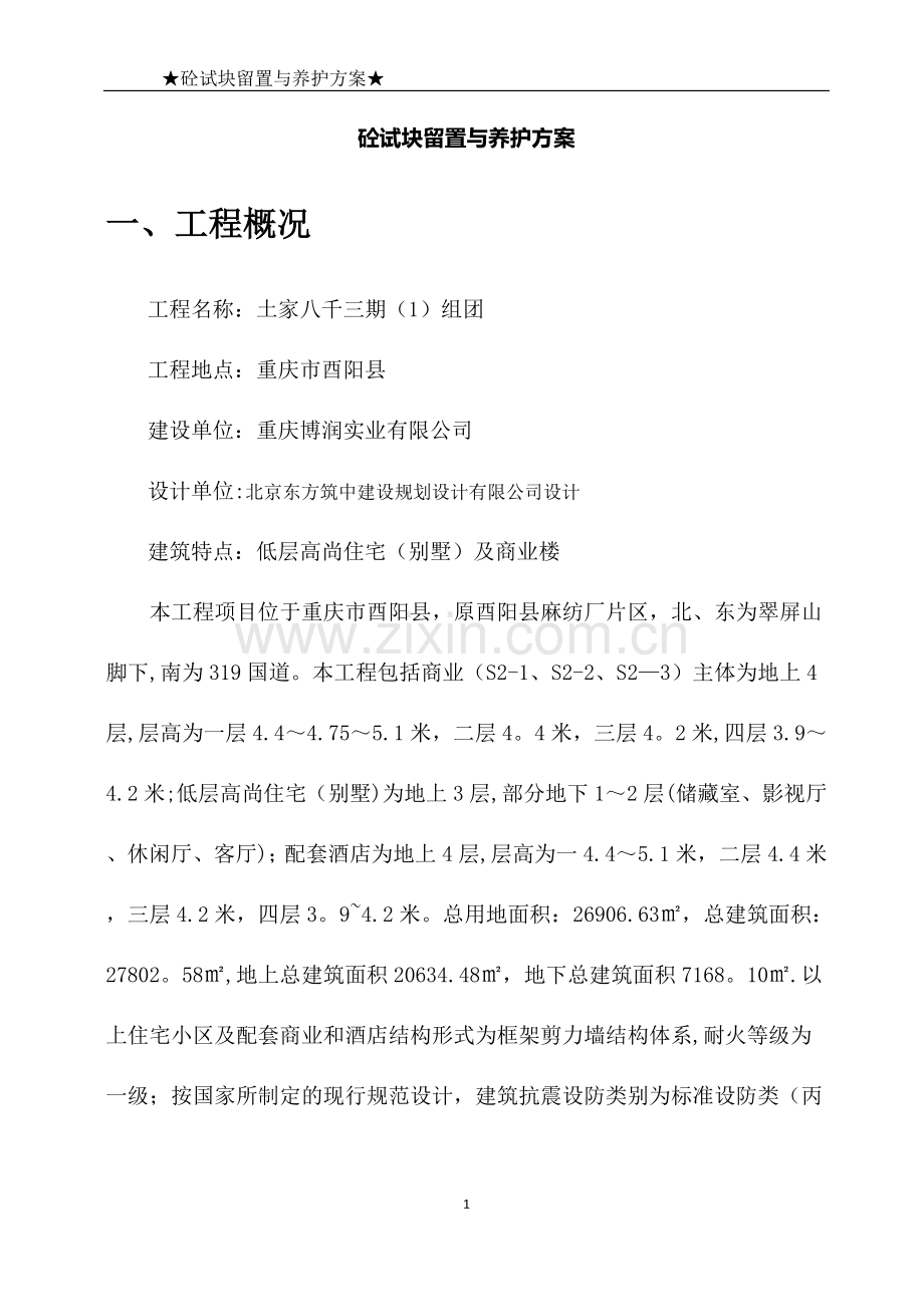 砼试块同条件、标养留置与养护方案.doc_第2页