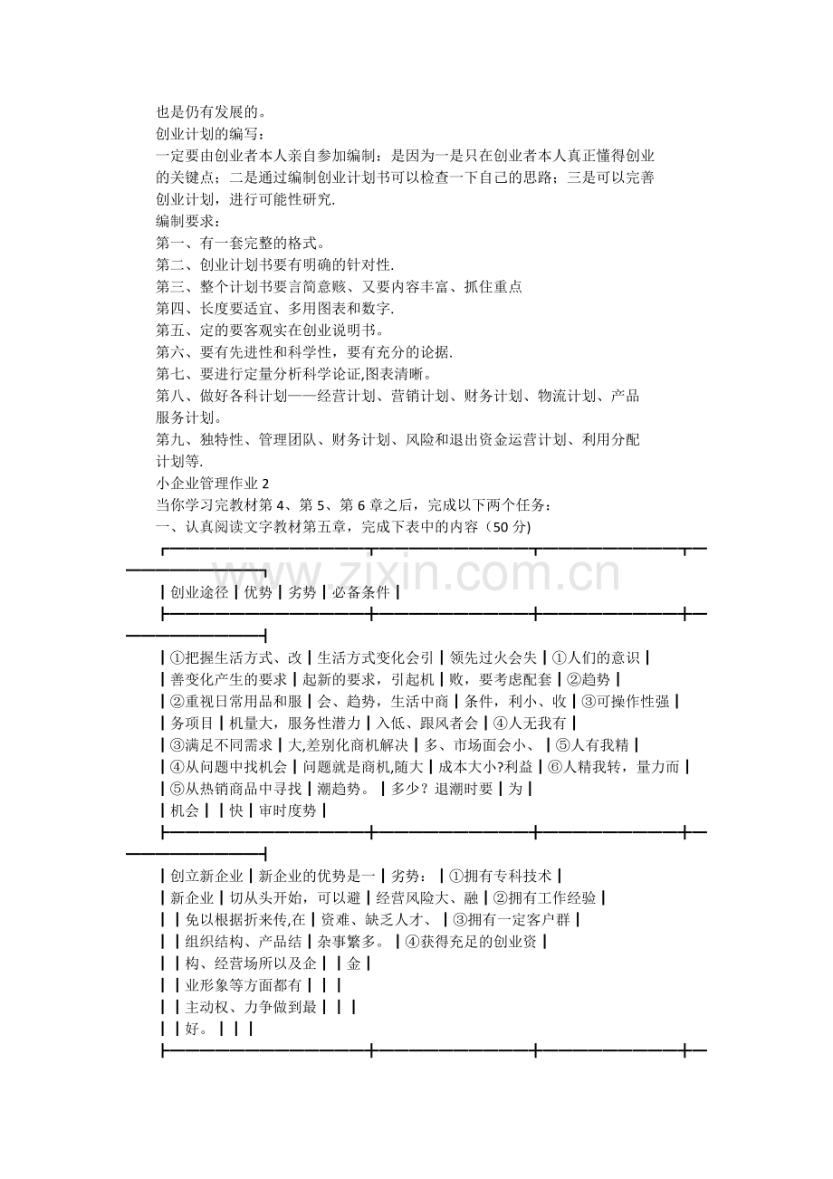 小企业管理形考作业答案(同PDF的).doc_第2页