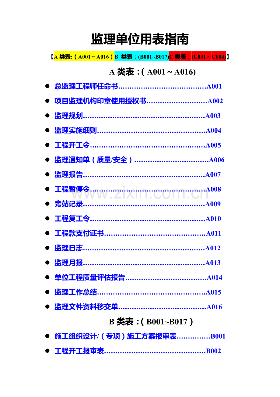 建设工程监理单位全套用表-四川建龙软件表格2015615(DOC).doc_第1页