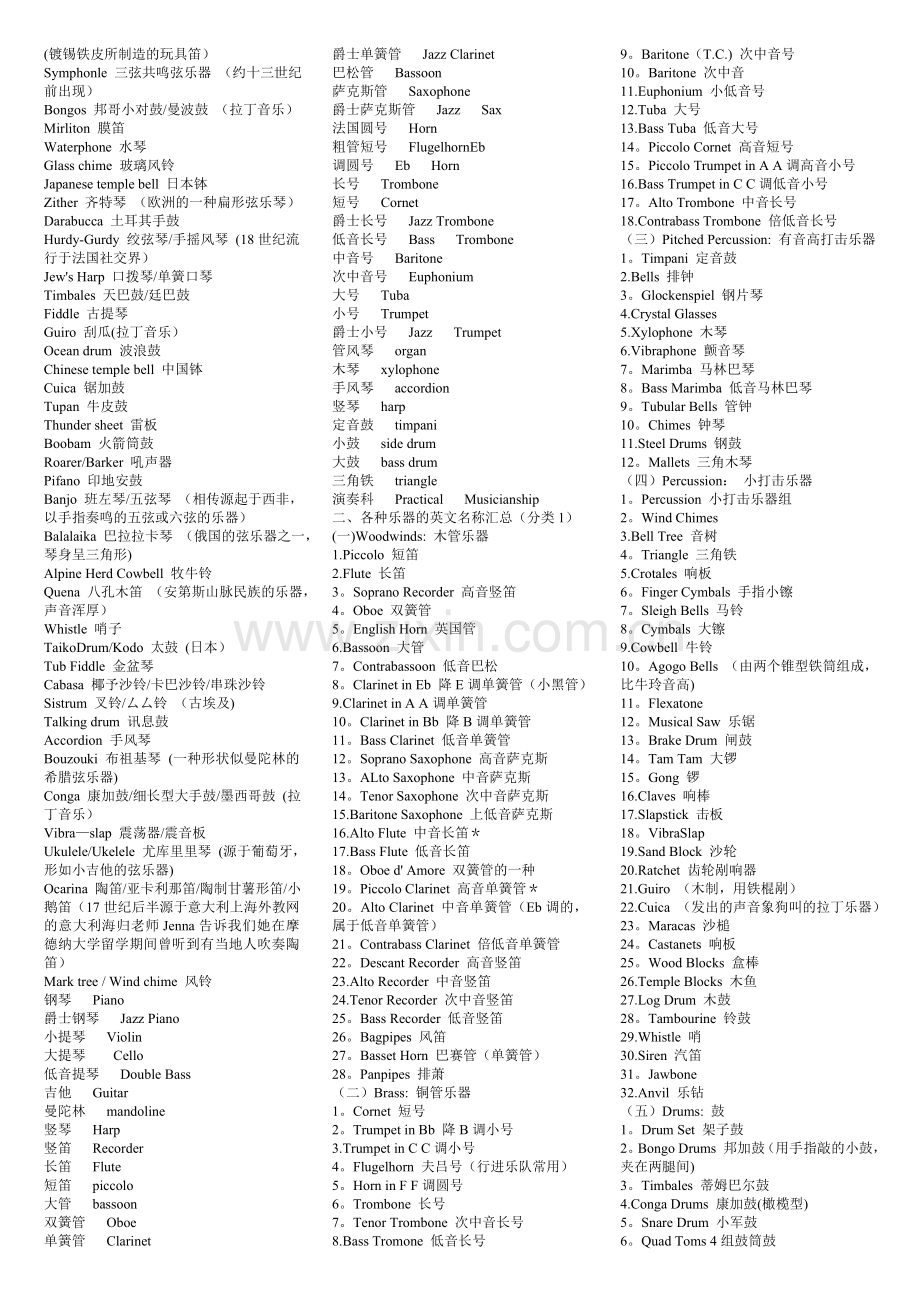 乐器名称中英文对照.doc_第2页