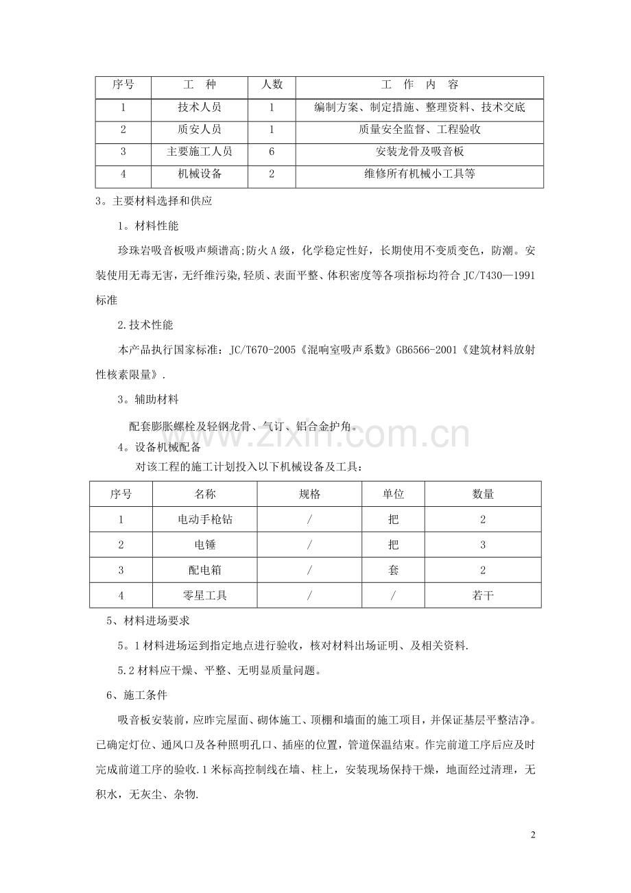 珍珠岩吸音板施工方案.doc_第2页