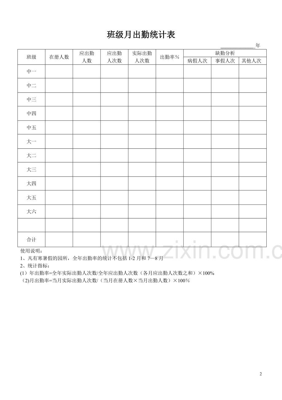 幼儿园十六种表格.doc_第2页