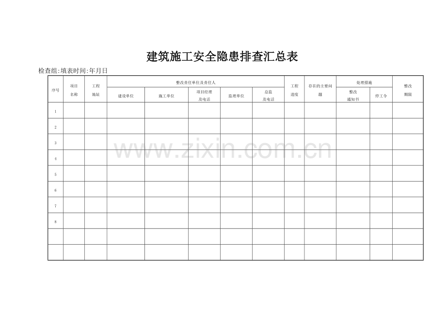 建筑施工安全隐患排查汇总表.doc_第1页