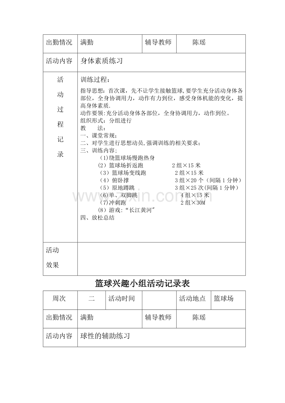 篮球兴趣小组活动进度表过程记录表(活动过程教案).doc_第3页