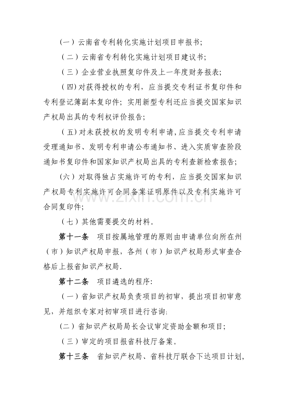 云南省专利转化实施计划项目管理办法试行.doc_第3页