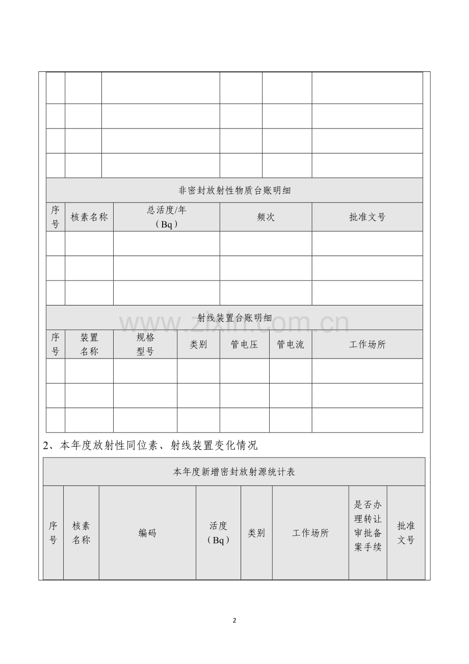 核技术利用单位放射性同位素与射线装置安全和防护状况年度评估报告.doc_第2页