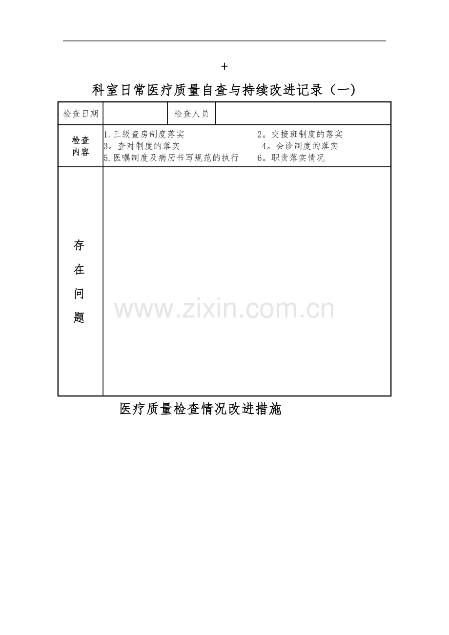 科室日常医疗质量自查和持续改进记录文稿.doc_第1页