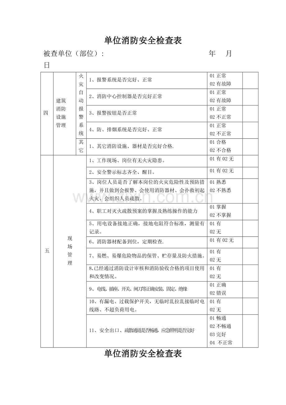 消防安全检查表67460.doc_第2页