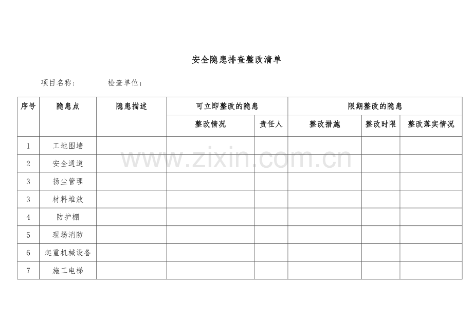 安全隐患排查整改清单.doc_第1页