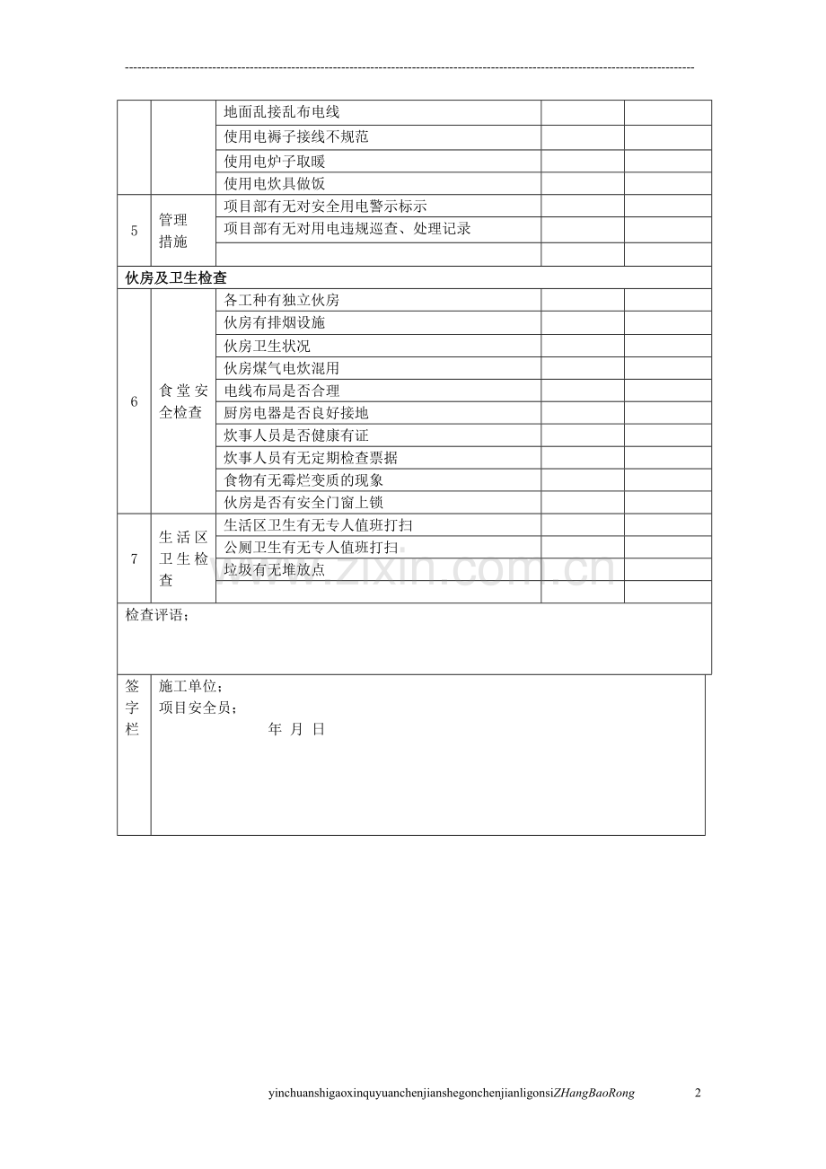 施工现场生活区安全文明检查表.doc_第2页