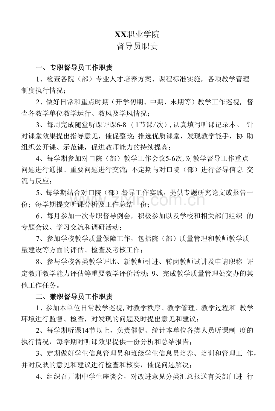 XX职业学院督导员职责.docx_第1页